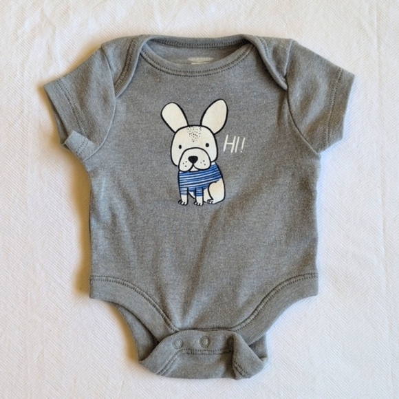 old navy dog graphic short sleeve bodysuit diaper shirt up to 7 lbs. baby boy - Picture 2 of 5